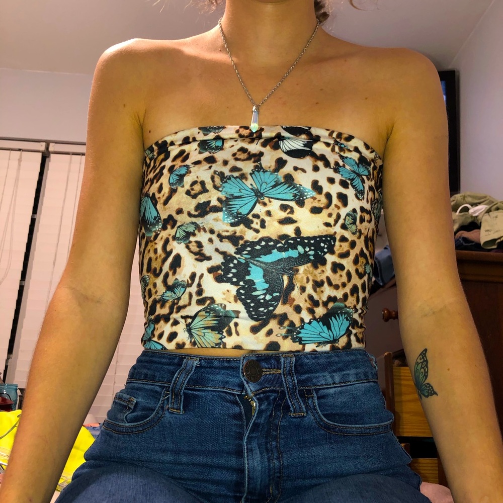 Butterfly / Cheetah print Tube Top